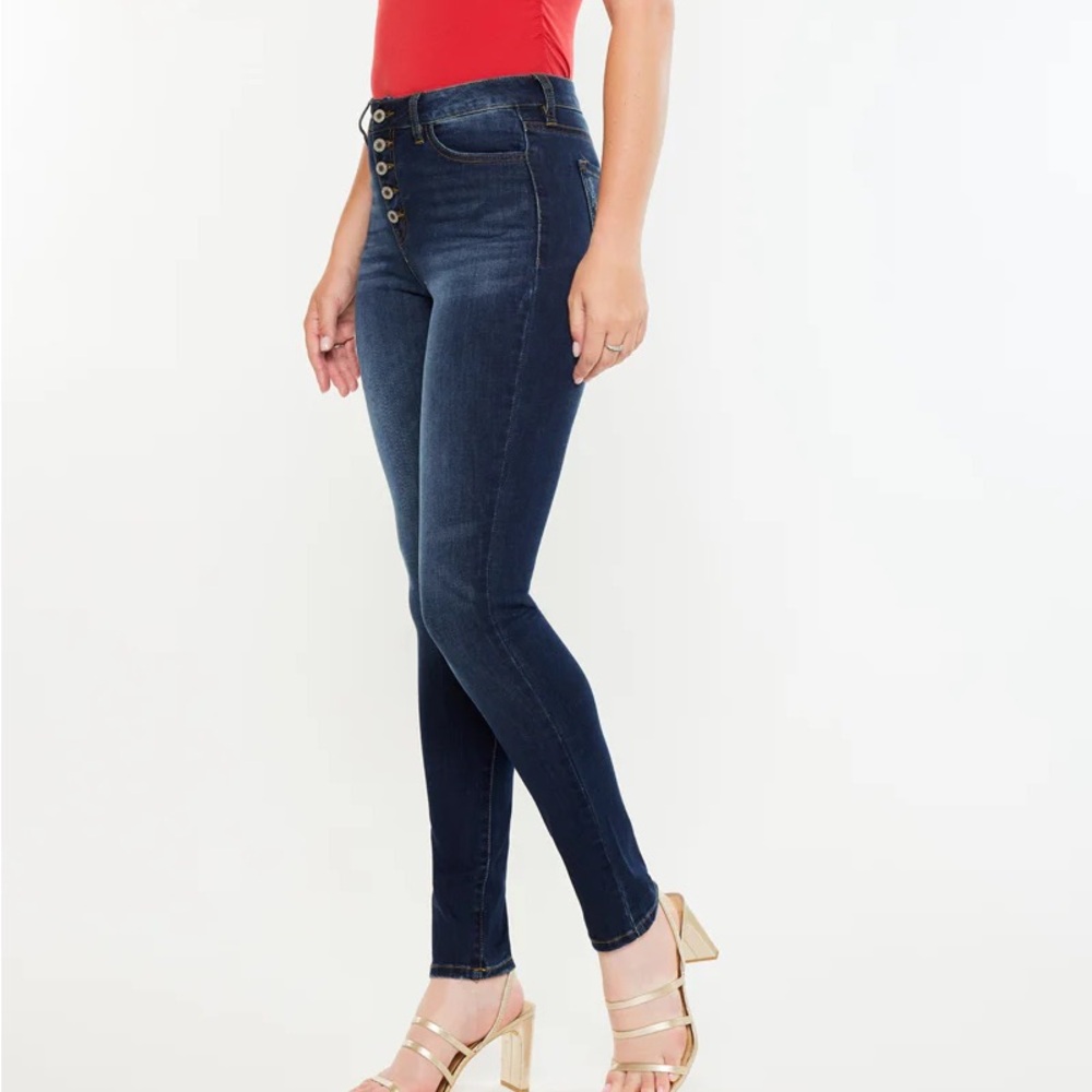 KANCAN Candice High Rise Super Skinny Jeans Curvy Blue Button Fly Size 15/31 - Picture 12 of 14